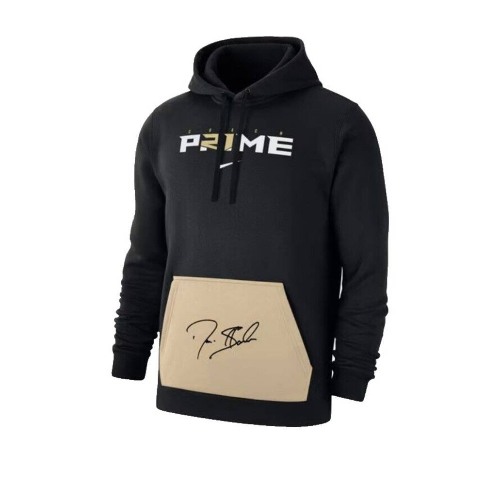 Nike Coach Prime Deion Sanders Club Fleece Hoodie‎ Mens Large Black Gold NEW